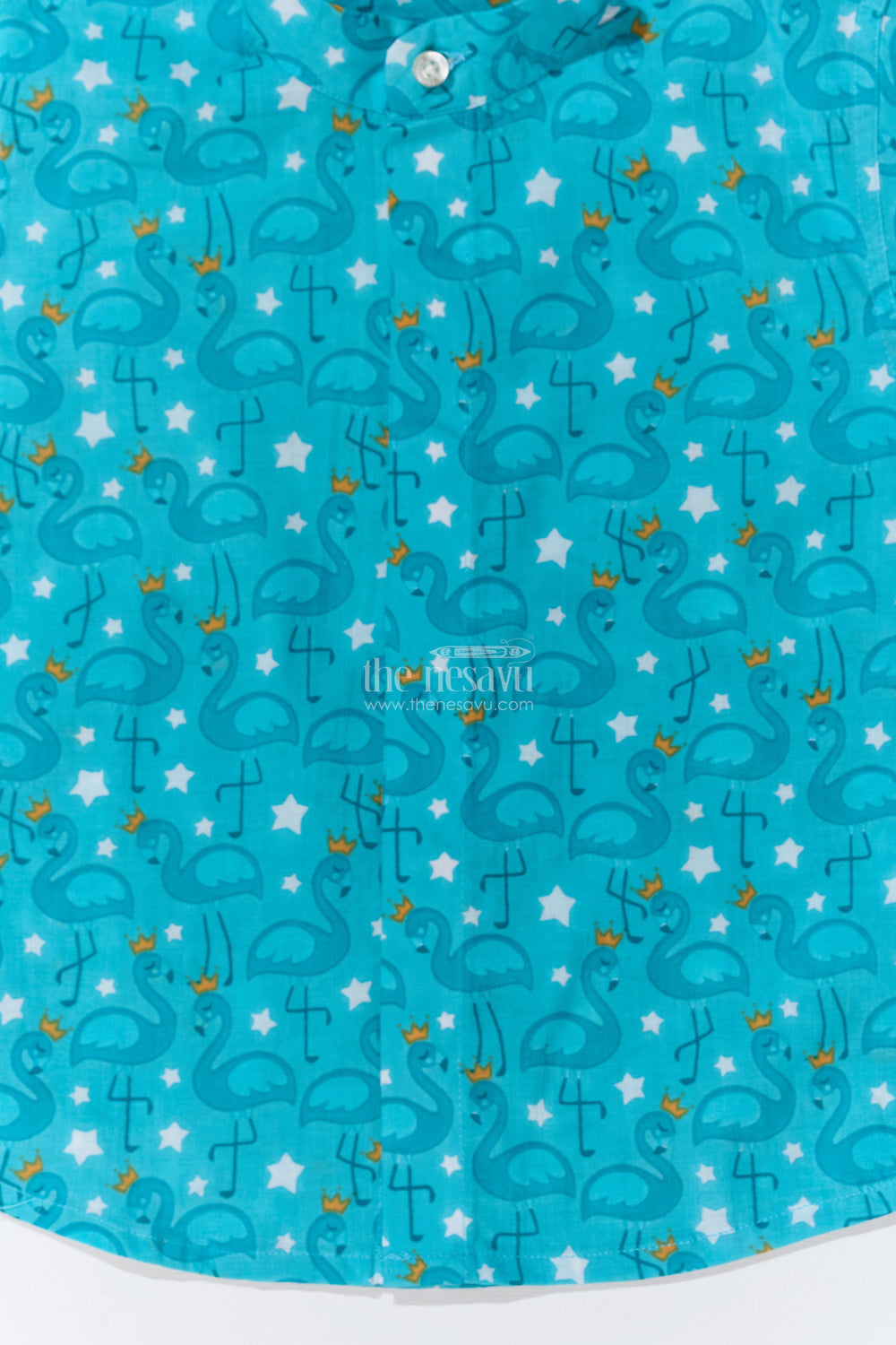 The Nesavu Boys Cotton Shirt Boys Stylish Casual Shirts in Cotton Block Print with Playful Flamingo Design Nesavu Nesavu Boys Stylish Casual Shirts Cotton Block Print Flamingo Print