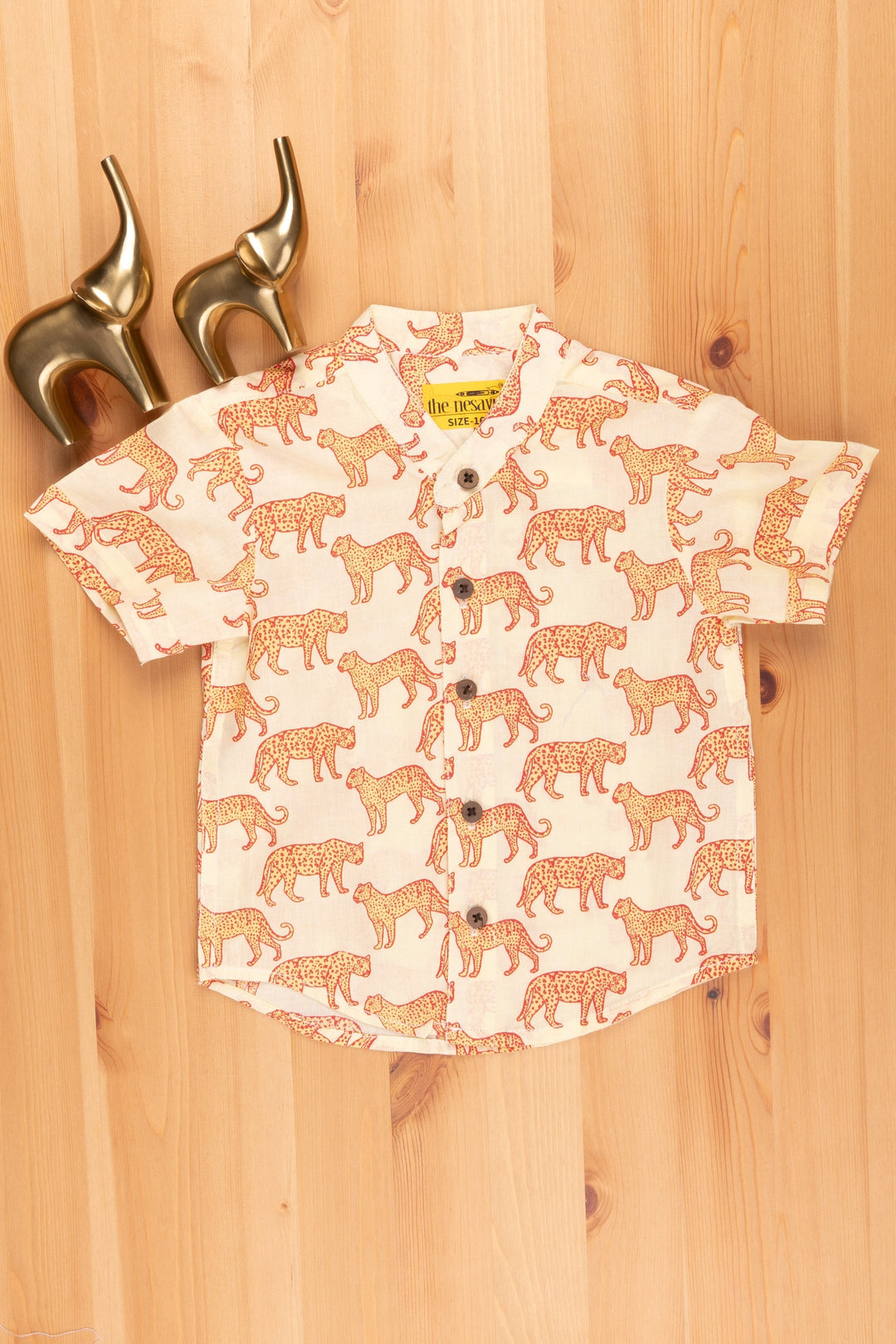 The Nesavu Boys Cotton Shirt Boys' Stylish Leopard Print Shirt | Premium Cotton | Nesavu | Trendy and Wild Fashion psr silks Nesavu