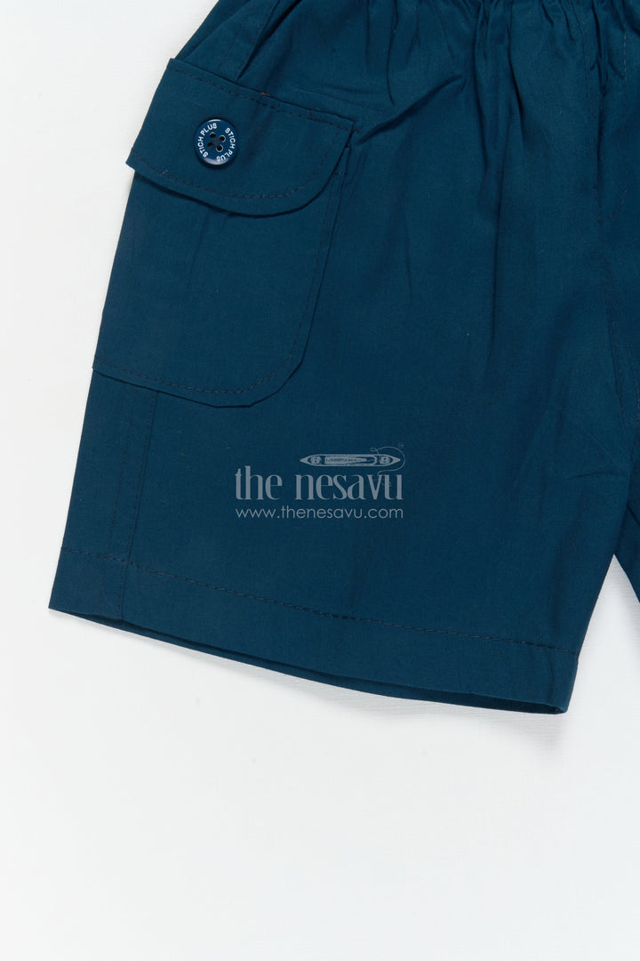 The Nesavu Boys Shorts Boys Tailored Cotton Shorts for Daily School Routines Nesavu 16 (1Y) / Blue / Cotton BWS072F-16 Nesavu boys cotton shorts with elastic waist and tailored look – perfect for school and everyday use