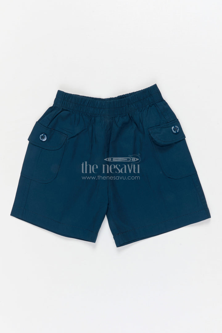 The Nesavu Boys Shorts Boys Tailored Cotton Shorts for Daily School Routines Nesavu 16 (1Y) / Blue / Cotton BWS072F-16 Nesavu boys cotton shorts with elastic waist and tailored look – perfect for school and everyday use