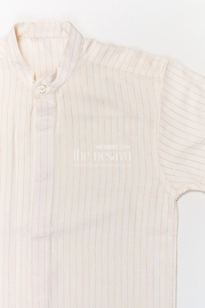 The Nesavu Boys Silk Shirt Boys Tissue Silk Shirt for Ethnic Celebrations and Family Events Nesavu Nesavu boys silk shirt in tissue fabric with subtle pattern for traditional festive dressing