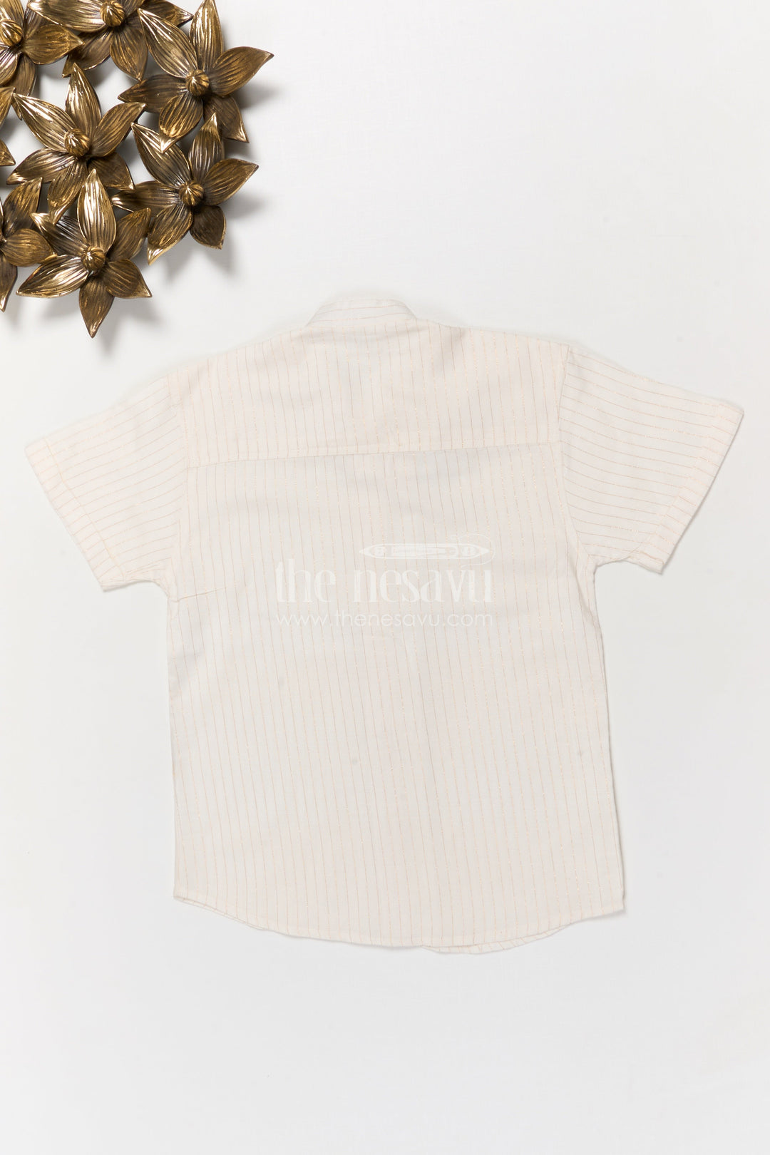 The Nesavu Boys Silk Shirt Boys Tissue Silk Shirt for Ethnic Celebrations and Family Events Nesavu Nesavu boys silk shirt in tissue fabric with subtle pattern for traditional festive dressing