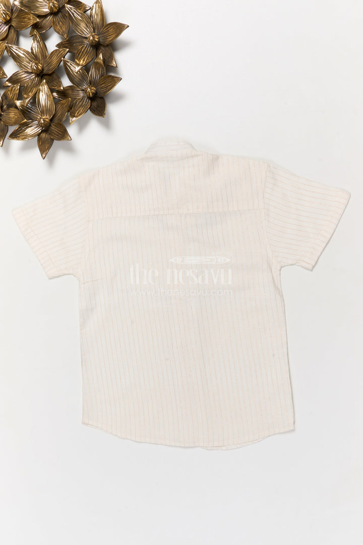 The Nesavu Boys Silk Shirt Boys Tissue Silk Shirt for Ethnic Celebrations and Family Events Nesavu Nesavu boys silk shirt in tissue fabric with subtle pattern for traditional festive dressing