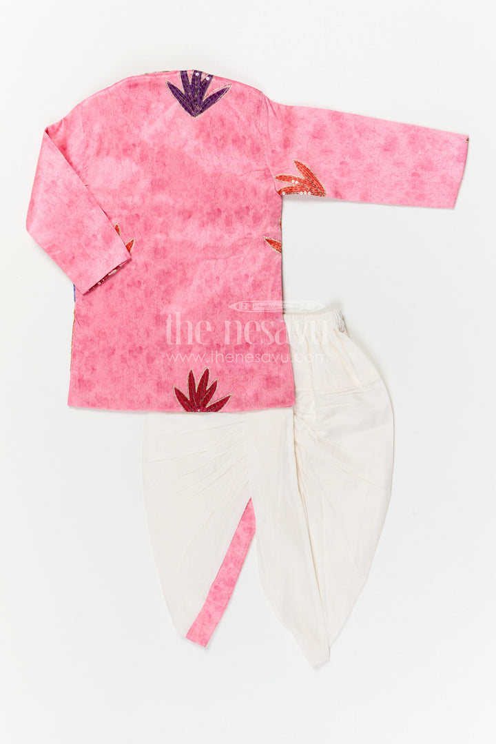 The Nesavu Boys Dothi Set Boys Traditional Dhoti Set for Temple Visits and Festive Occasions Nesavu Nesavu boys traditional dhoti set for temple visits and festive celebrations with embroidered design