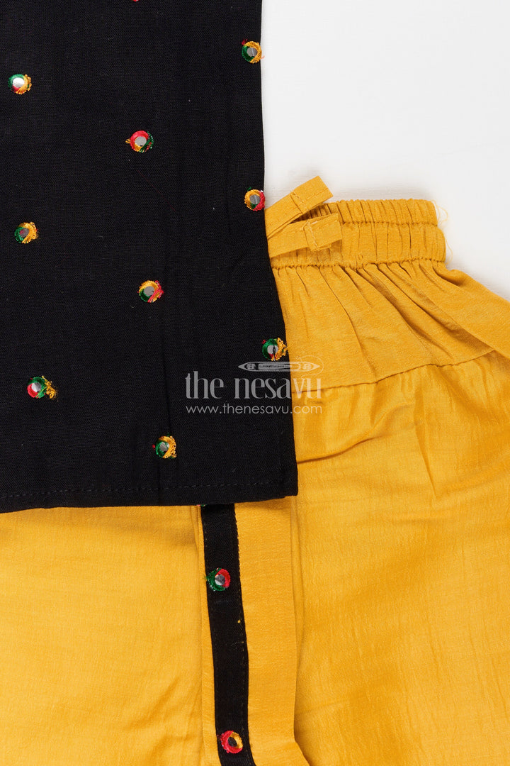 The Nesavu Boys Dothi Set Boys Traditional Dothi Set with Embroidered Kurta Nesavu Nesavu boys cotton embroidered dothi kurta set  ideal traditional events