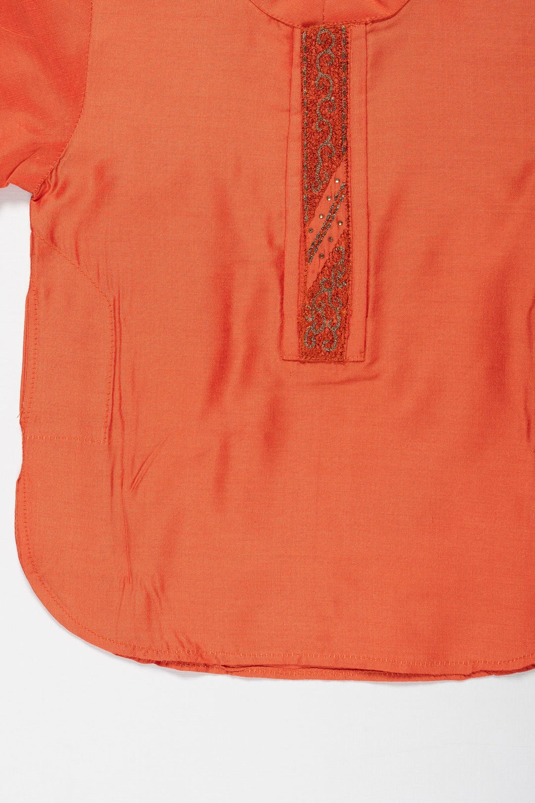 The Nesavu Boys Kurtha Shirt Boys Traditional Kurta Shirt in Rustic Orange - Elegance Meets Comfort Nesavu Traditional Boys Kurta Shirt | Rustic Orange Comfort Wear | The Nesavu