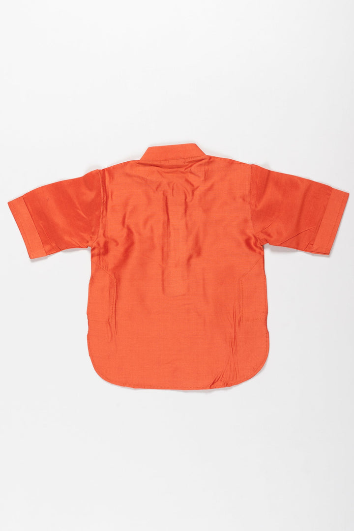 The Nesavu Boys Kurtha Shirt Boys Traditional Kurta Shirt in Rustic Orange - Elegance Meets Comfort Nesavu Traditional Boys Kurta Shirt | Rustic Orange Comfort Wear | The Nesavu