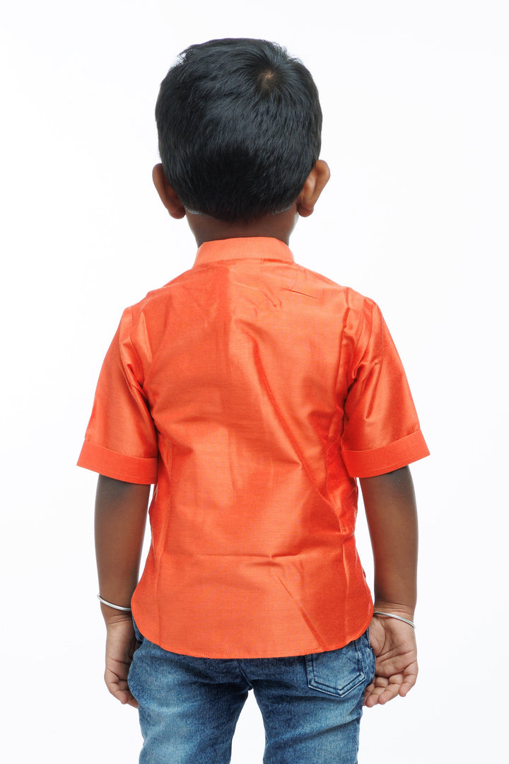 The Nesavu Boys Kurtha Shirt Boys Traditional Kurta Shirt in Rustic Orange - Elegance Meets Comfort Nesavu Traditional Boys Kurta Shirt | Rustic Orange Comfort Wear | The Nesavu