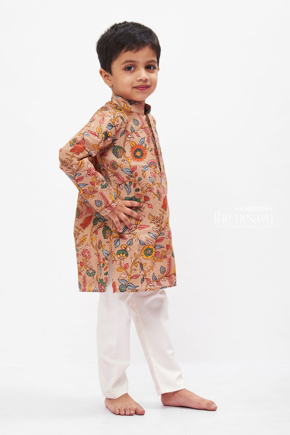 The Nesavu Boys Kurtha Set Boys Traditional Kurta with Pant Set - Elegance and Comfort for Special Occasions Nesavu Boys Ethnic Kurta Set | Vibrant Print | Comfort Fit | Traditional Attire | The Nesavu