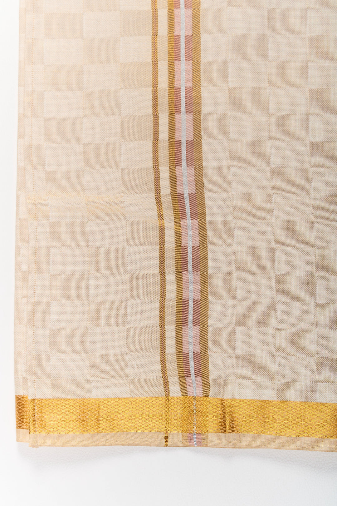 The Nesavu Boys Vesti Boys Traditional Silk Dhoti with Gold Zari Border for Festive Wear Nesavu Nesavu Boys Traditional Silk Dhoti Gold Zari Border Weddings Festivals