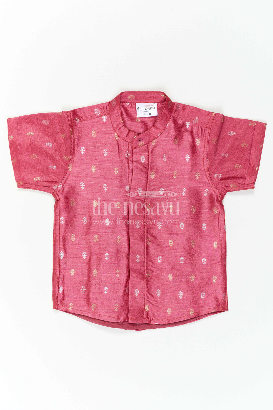 The Nesavu Boys Silk Shirt Boys Traditional Silk Shirt for Festive Photos and Cultural Programs Nesavu Nesavu Boys Traditional Raw Silk Shirt With Jacquard Butta Design For Festive Occasions