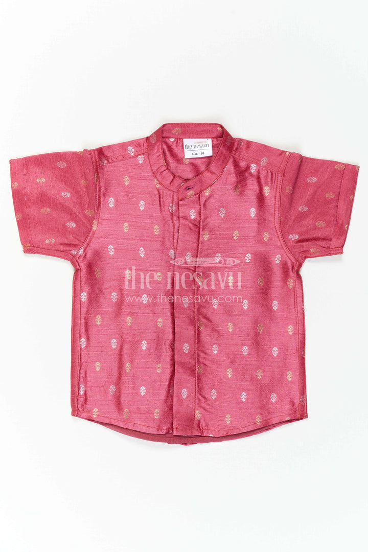 The Nesavu Boys Silk Shirt Boys Traditional Silk Shirt for Festive Photos and Cultural Programs Nesavu Nesavu Boys Traditional Raw Silk Shirt With Jacquard Butta Design For Festive Occasions
