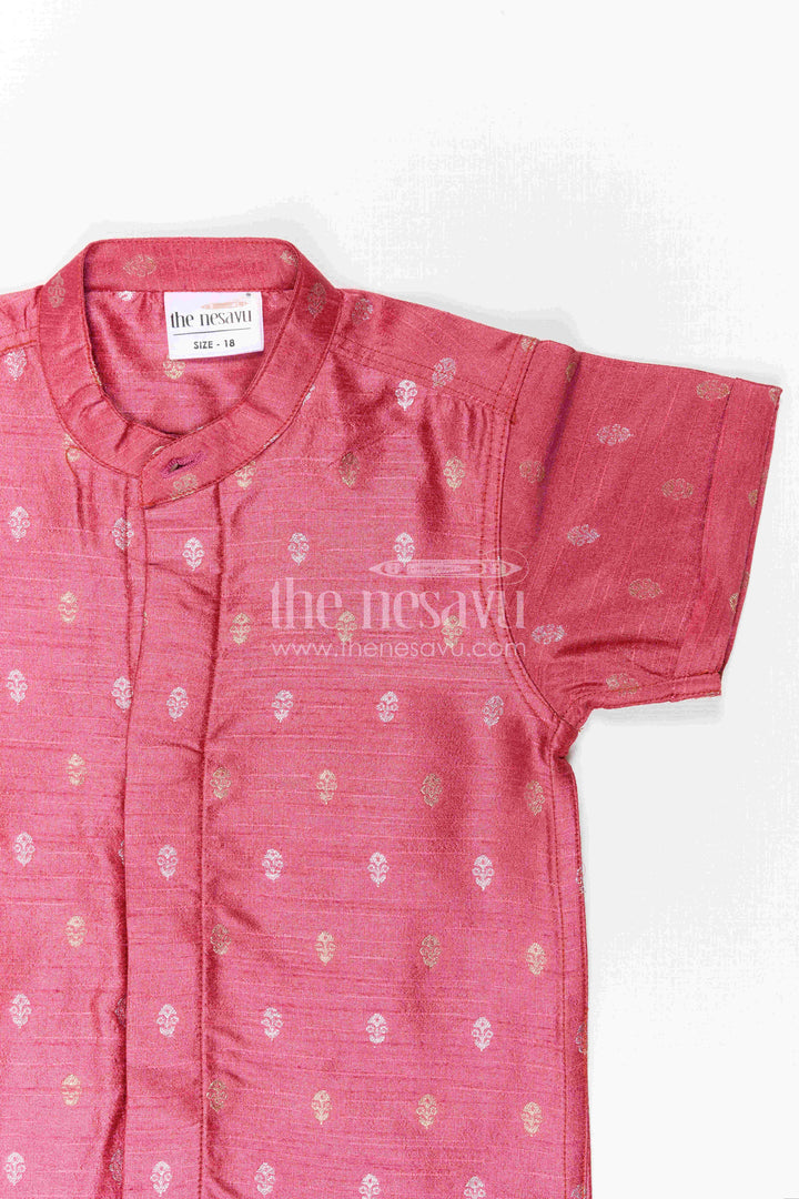The Nesavu Boys Silk Shirt Boys Traditional Silk Shirt for Festive Photos and Cultural Programs Nesavu Nesavu Boys Traditional Raw Silk Shirt With Jacquard Butta Design For Festive Occasions