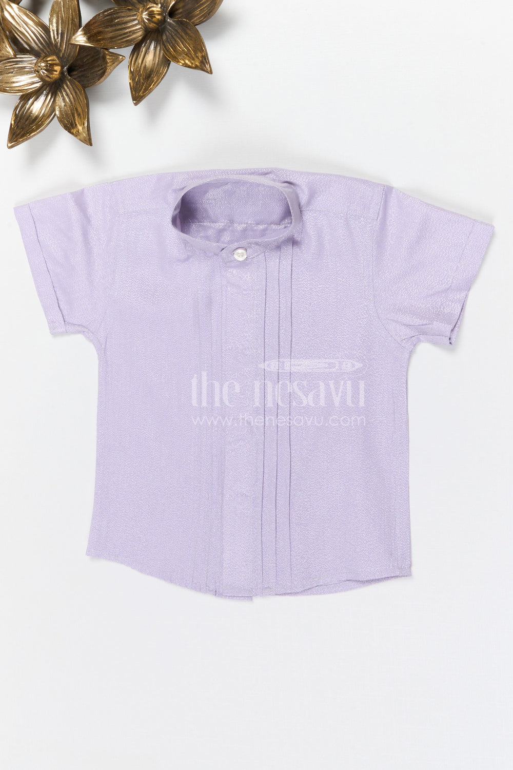 The Nesavu Boys Silk Shirt Boys Traditional Silk Shirt for Weddings and Receptions Nesavu 14 (6M) / Green / Silk Blend BS406D-14 Nesavu Boys Tissue Silk Shirt For Weddings Receptions And Traditional Festive Occasions