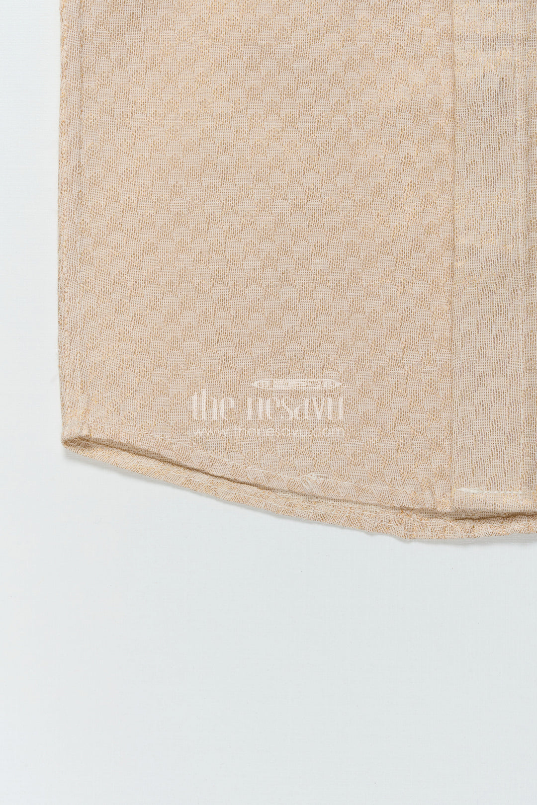 The Nesavu Boys Silk Shirt Boys Traditional Silk Shirt with Festive Embossed Finish Nesavu Nesavu boys traditional embossed silk shirt in cream tissue silk for cultural ceremonies