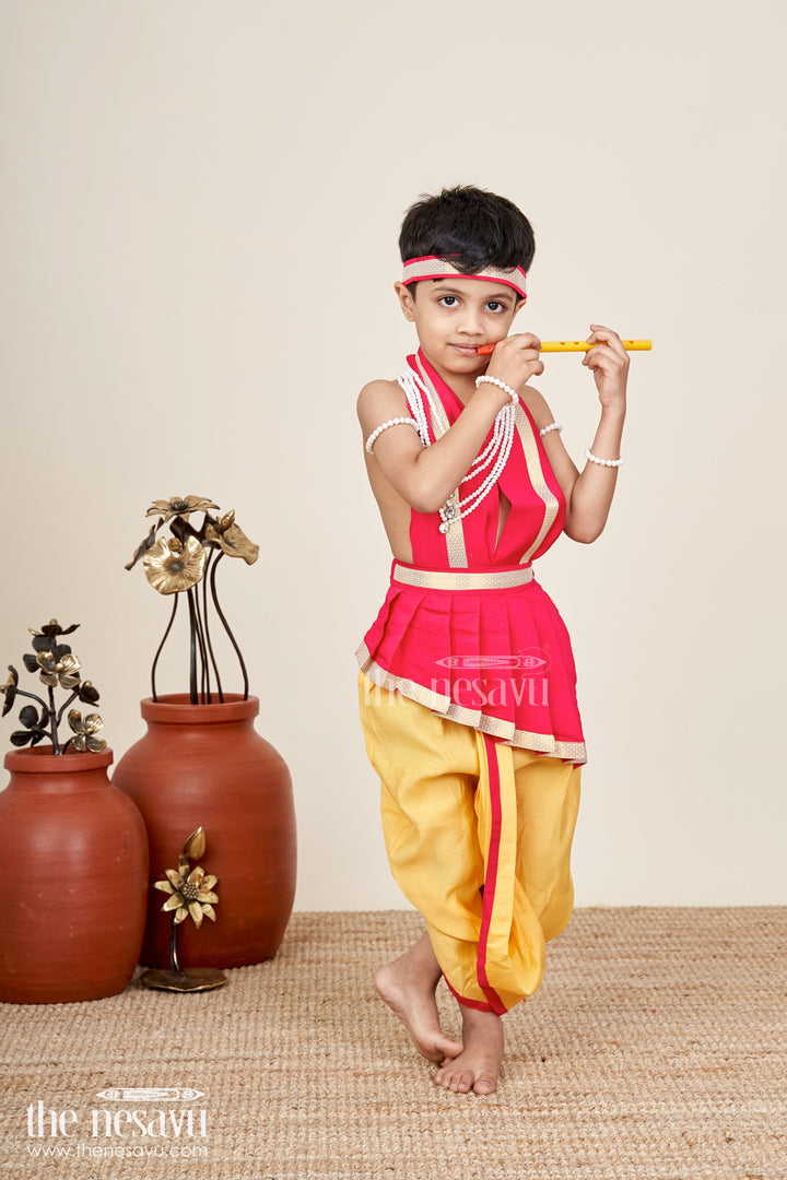 The Nesavu Boys Vesti Boys traditional vesti set with angavastram and accessories Nesavu Nesavu boys cotton vesti set angavastram accessories