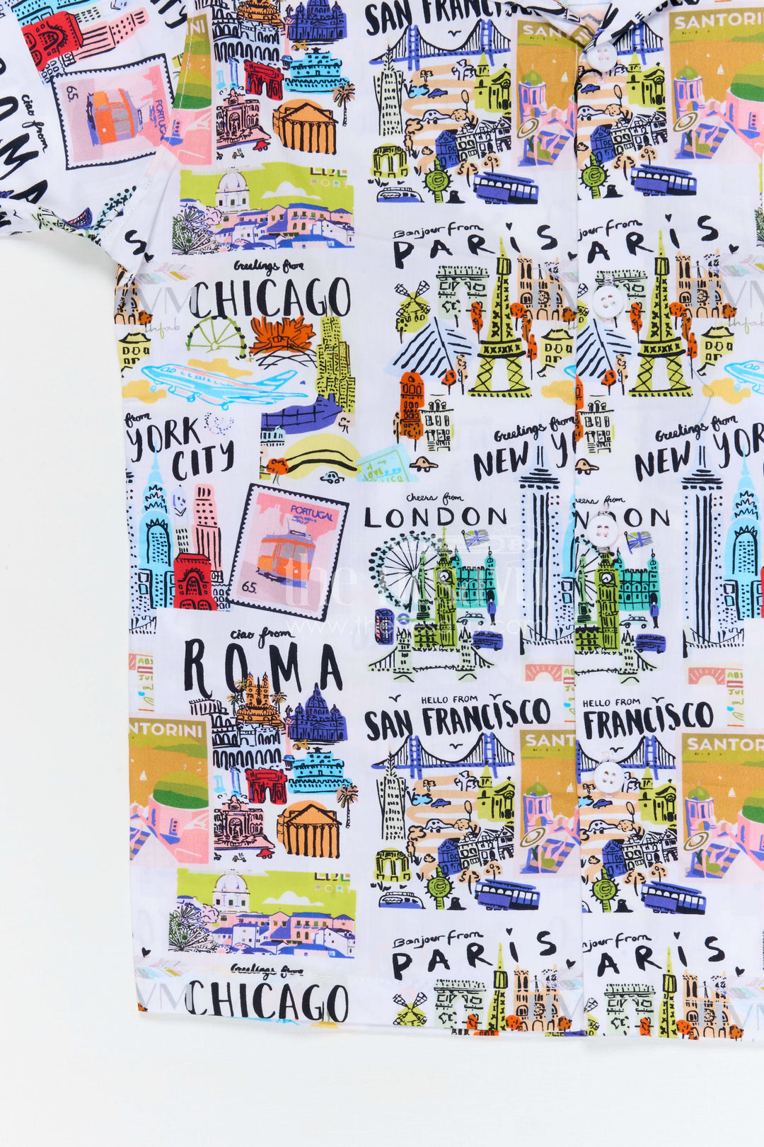 The Nesavu Boys Cotton Shirt Boys Travel Theme Printed Cotton Shirt for Holiday Outings and Casual Wear Nesavu Nesavu boys cotton travel print shirt for holidays casual outings and kids summer wear
