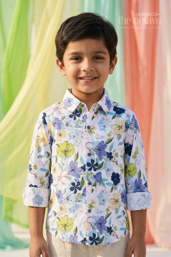 The Nesavu Boys Cotton Shirt Boys Tropical Print Cotton Shirt for Holiday Outings and Summer Adventures Nesavu 20 (3Y) / Multicolor / Cotton BS421A-20 Nesavu boys cotton tropical print shirt for holiday outings summer wear and casual kids fashion