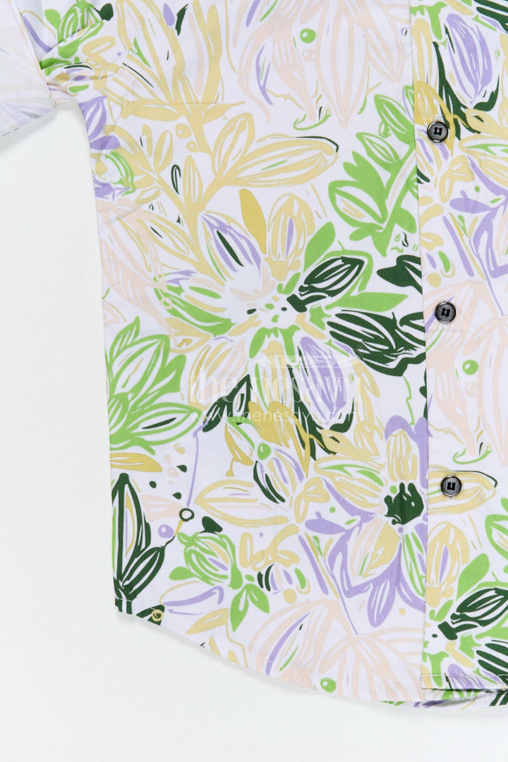 The Nesavu Boys Cotton Shirt Boys Tropical Print Cotton Shirt for Holiday Outings and Summer Casual Wear Nesavu Nesavu boys cotton tropical print shirt for holiday outings summer wear and casual kids fashion