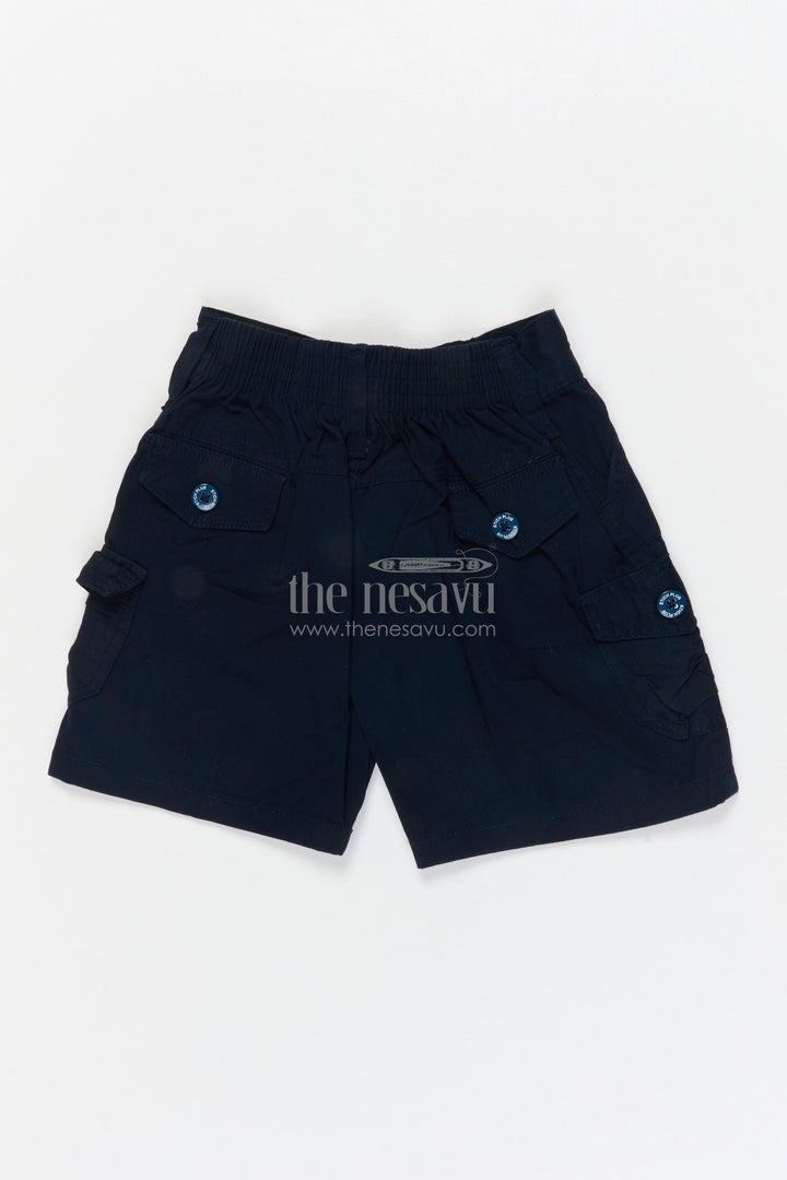 The Nesavu Boys Shorts Boys Utility Cotton Shorts for Daily Wear and Casual Play Nesavu 16 (1Y) / Blue / Cotton BWS074A-16 Nesavu boys cotton utility shorts with side pockets – ideal for school and daily wear
