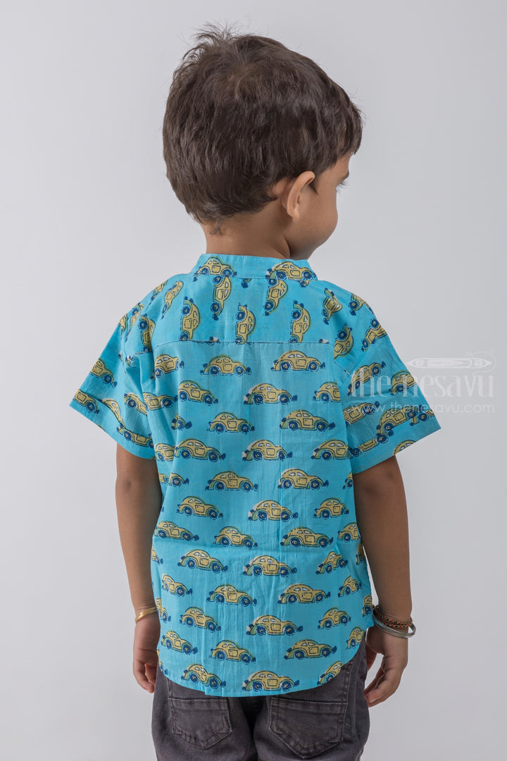 The Nesavu Boys Cotton Shirt Boys Vintage Car Print Cotton Casual Shirt | Nesavu | Cool & Comfortable Everyday Style psr silks Nesavu