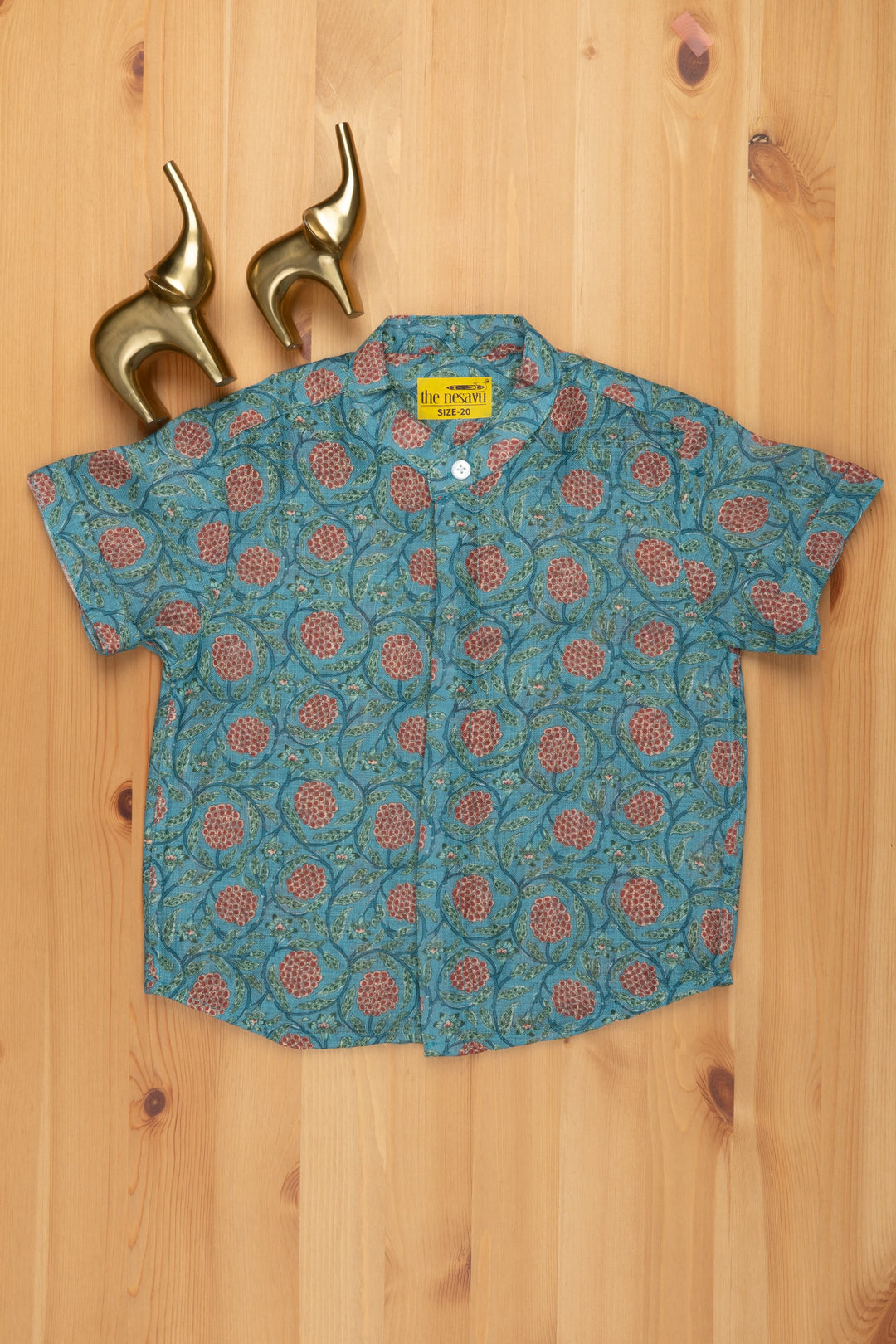 The Nesavu Boys Linen Shirt Breezy Blooms: Floral Print Linen Boys' Shirt for Effortless Style Nesavu 14 (6M) / Blue / Linen BS050 Floral Print Linen Boys Shirt | Casual Shirt Boys | The Nesavu