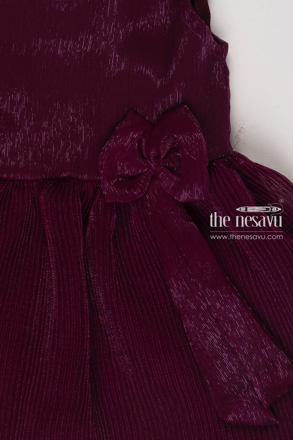 The Nesavu Baby Fancy Frock Burgundy Bliss Tulle Frock Party Wear Gown for Girls Nesavu Girls Burgundy Tulle Sleeveless Dress | Elegant Occasion Wear | The Nesavu