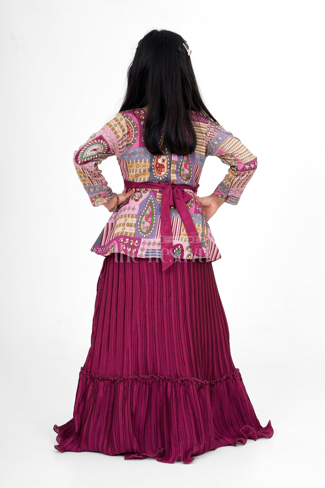 Nesavu Girls Burgundy Party Gown Patchwork Diwali Blended Silk Formal Gown Special Occasions The Nesavu Nesavu Girls Burgundy Party Gown Patchwork Diwali Blended Silk Formal Gown Special Occasions The Nesavu