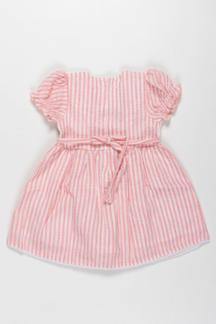 The Nesavu Baby Cotton Frocks Candy Stripe Whisper Frock with Embroidered Peter Pan Collar for Baby Girls Nesavu Embroidered Collar Baby Girl Frock in Candy Stripes | Unique Summer Wear | The Nesavu