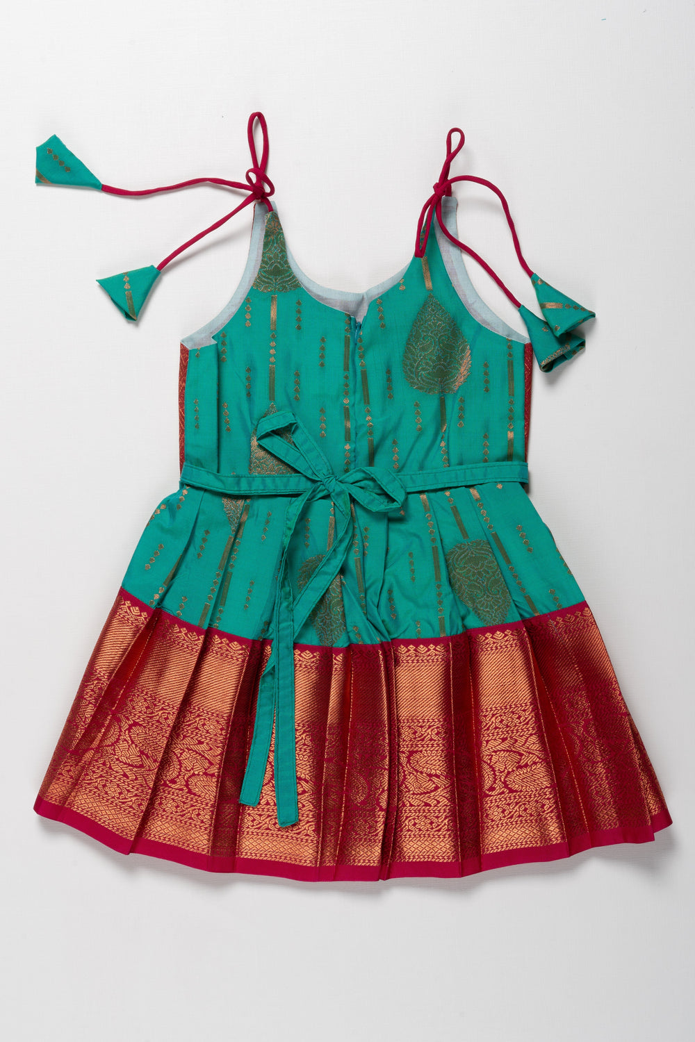 The Nesavu Tie-up Frock Captivating Silk Knot-Tie Dresses for Naming Ceremony and Barasala: Colorful Elegance Meets Playful Design Nesavu Unique Girls’ KnotTie Silk Dresses | Versatile and Stylish Silk Attire for Kids | The Nesavu