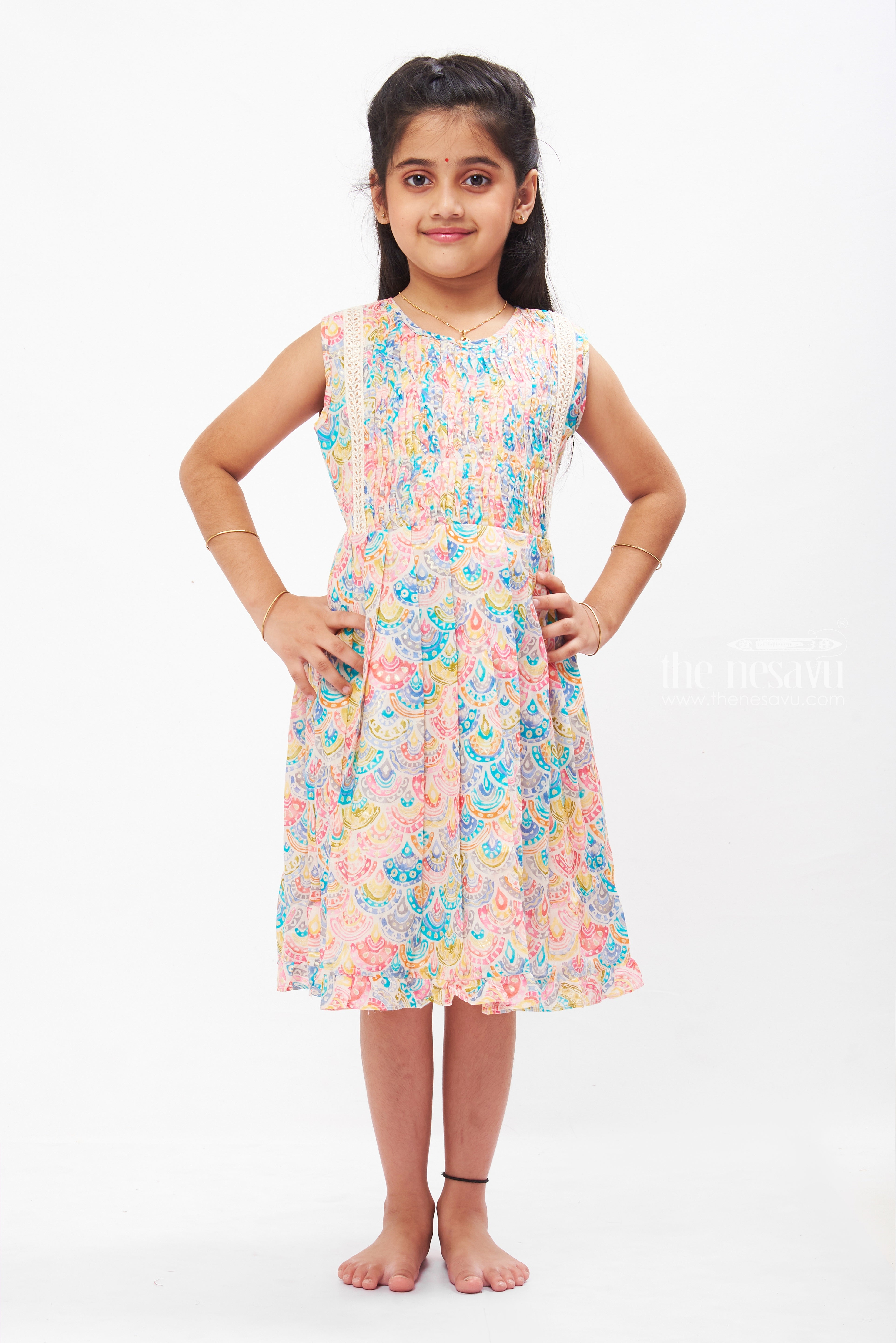 Pink Wildlife Print Cotton Frock for Girls – Soft & Playful Everyday Dress main image 0