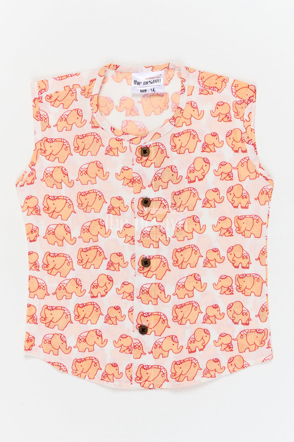 The Nesavu Baby Jablas Cartoon Animal Print Baby Jabla for Comfy Daytime Dressing Nesavu 10 (NB) / Orange / Cotton IF033C-10 Nesavu cartoon printed cotton baby jabla with elephants – perfect for fun and casual babywear