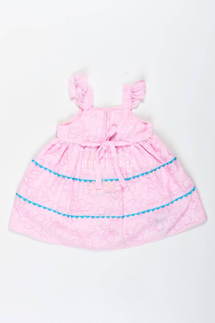 The Nesavu Baby Cotton Frocks Cartoon Embroidered Dress for Toddler Girls Play Wear Nesavu Nesavu Pink Cartoon Themed Baby Girl Dress Flamingo Flower Embroidery Lightweight Georgette