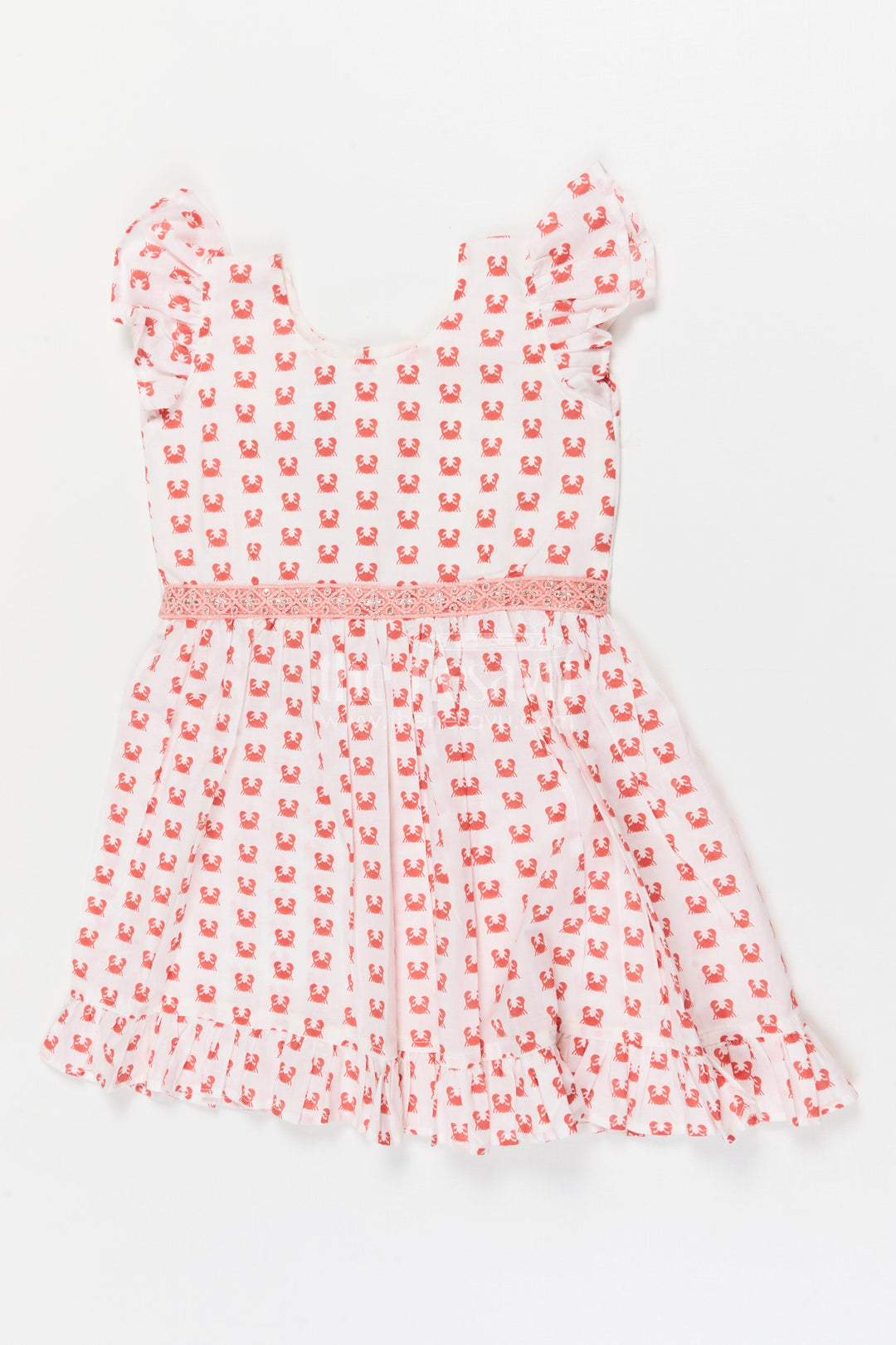 The Nesavu Girls Cotton Frock Casual Cotton Frock for Girls for Everyday Wear and Travel Nesavu 18 (2Y) / Cream / Cotton GFC2070A-18 Nesavu cotton frock for toddler girls with fun digital print and ruffle trim for everyday use