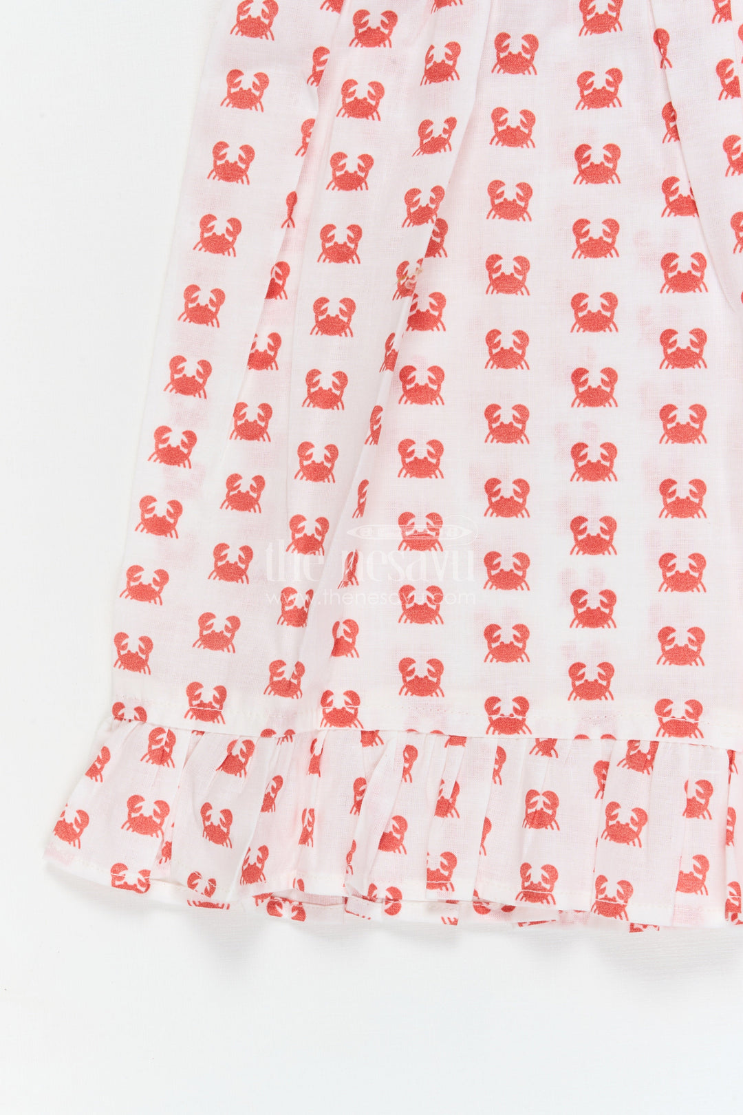 The Nesavu Girls Cotton Frock Casual Cotton Frock for Girls for Everyday Wear and Travel Nesavu Nesavu cotton frock for toddler girls with fun digital print and ruffle trim for everyday use