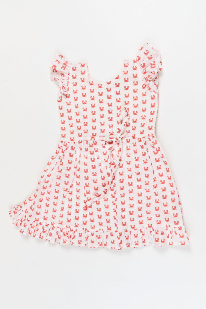 The Nesavu Girls Cotton Frock Casual Cotton Frock for Girls for Everyday Wear and Travel Nesavu Nesavu cotton frock for toddler girls with fun digital print and ruffle trim for everyday use