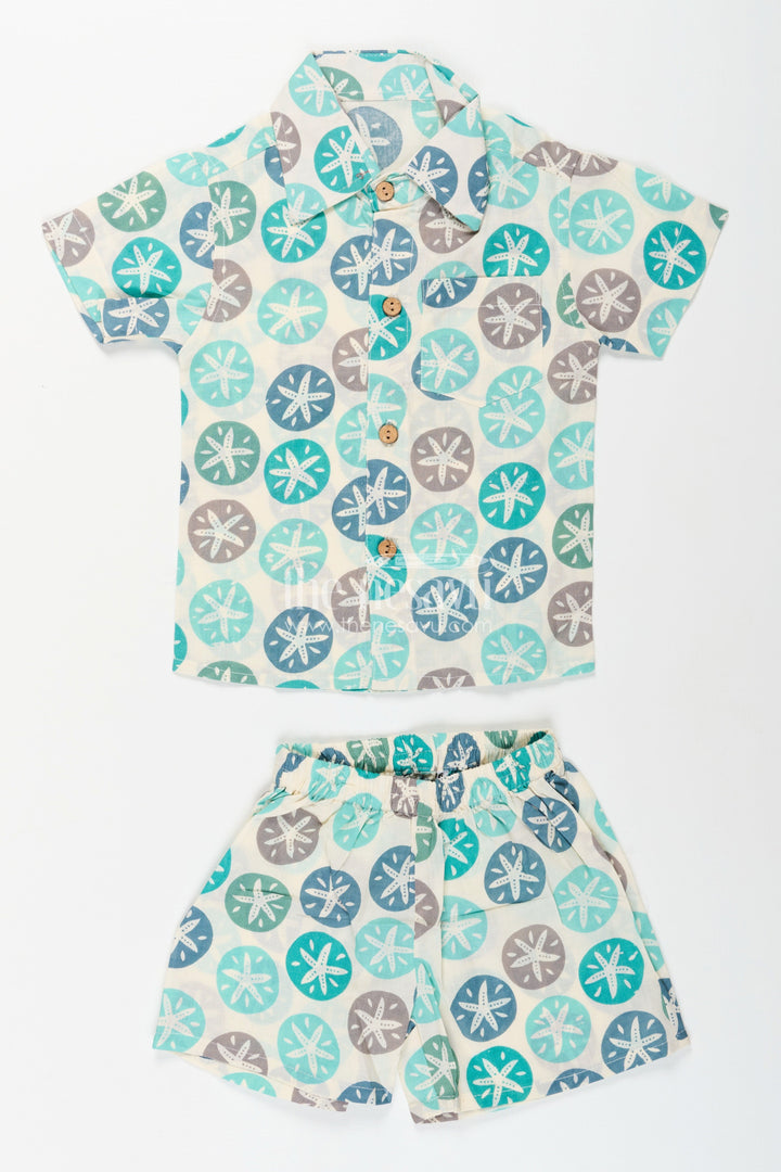 The Nesavu Casual cotton set for toddler boys with modern print Nesavu 16 (1Y) / Green BCS405A-16 Nesavu toddler boys cotton co-ord set abstract circle print  stylish breathable casual outfit