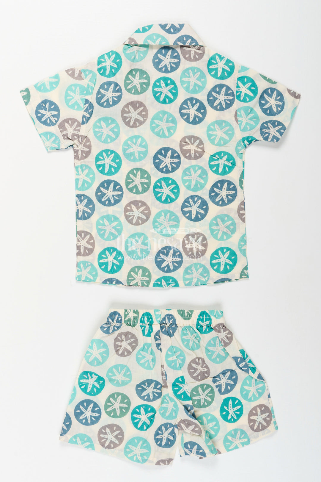 The Nesavu Casual cotton set for toddler boys with modern print Nesavu Nesavu toddler boys cotton co-ord set abstract circle print  stylish breathable casual outfit