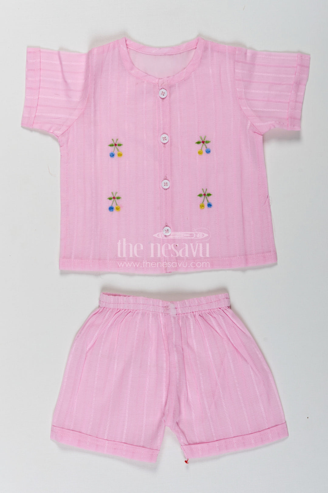 The Nesavu Baby Casual Sets Casual Dress for Birthday in Lavender Cotton with Embroidery Accents and Matching Shorts for Baby Girls Nesavu 10 (NB) / Pink BCS241C-10 Nesavu Lavender Baby Girl Casual Dress Birthday Embroidered Cotton Top Matching Shorts