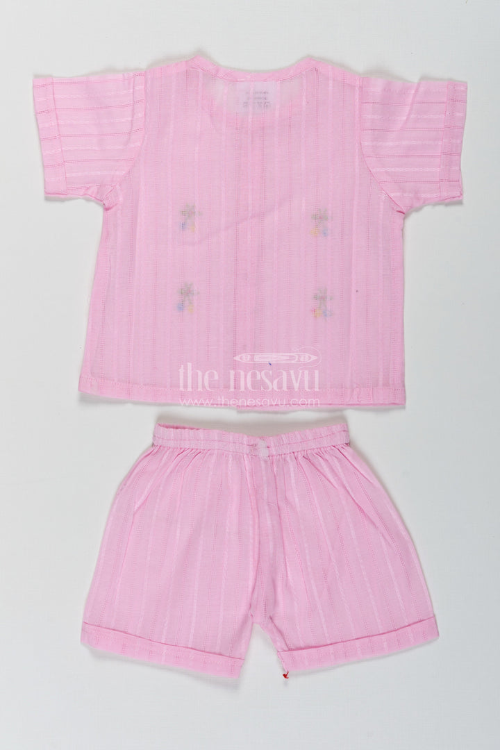 The Nesavu Baby Casual Sets Casual Dress for Birthday in Lavender Cotton with Embroidery Accents and Matching Shorts for Baby Girls Nesavu Nesavu Lavender Baby Girl Casual Dress Birthday Embroidered Cotton Top Matching Shorts