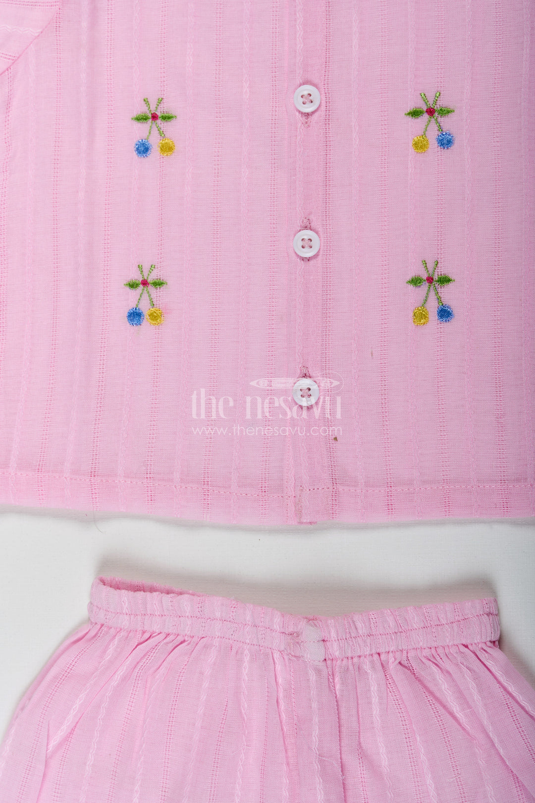 The Nesavu Baby Casual Sets Casual Dress for Birthday in Lavender Cotton with Embroidery Accents and Matching Shorts for Baby Girls Nesavu Nesavu Lavender Baby Girl Casual Dress Birthday Embroidered Cotton Top Matching Shorts