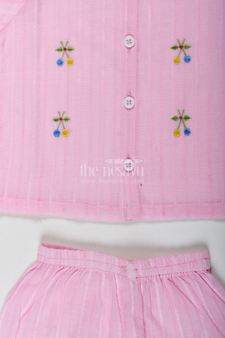 The Nesavu Baby Casual Sets Casual Dress for Birthday in Lavender Cotton with Embroidery Accents and Matching Shorts for Baby Girls Nesavu Nesavu Lavender Baby Girl Casual Dress Birthday Embroidered Cotton Top Matching Shorts