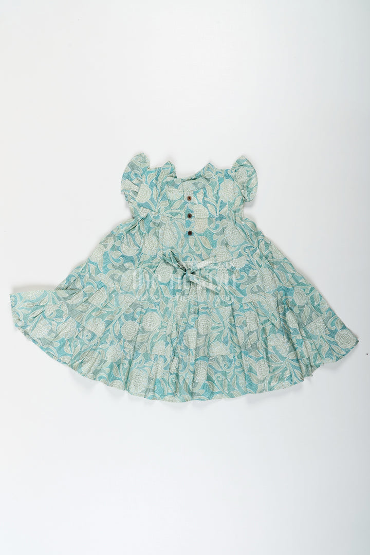 The Nesavu Girls Cotton Frock Casual Frock for Baby Girls in Modal Silk with Kantha Style Stitch Style Digital Print and Flowy Design Nesavu Nesavu Casual Frock Baby Girls Modal Silk with Kantha Style Print Bow Detailing