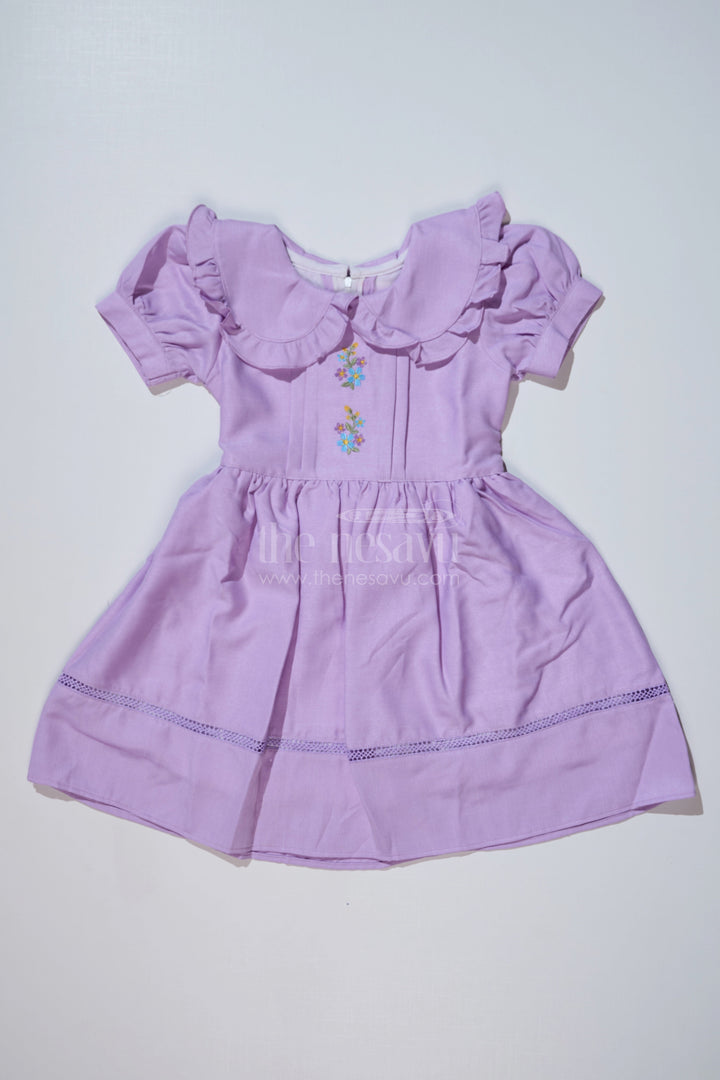 The Nesavu Girls Fancy Frock Casual Frock for Girls in Poly Blended Fabric with Embroidered Details Nesavu 20 (3Y) / Purple GFC1622B-20 Nesavu Casual Frock Girls Poly Blended Fabric Embroidered Details