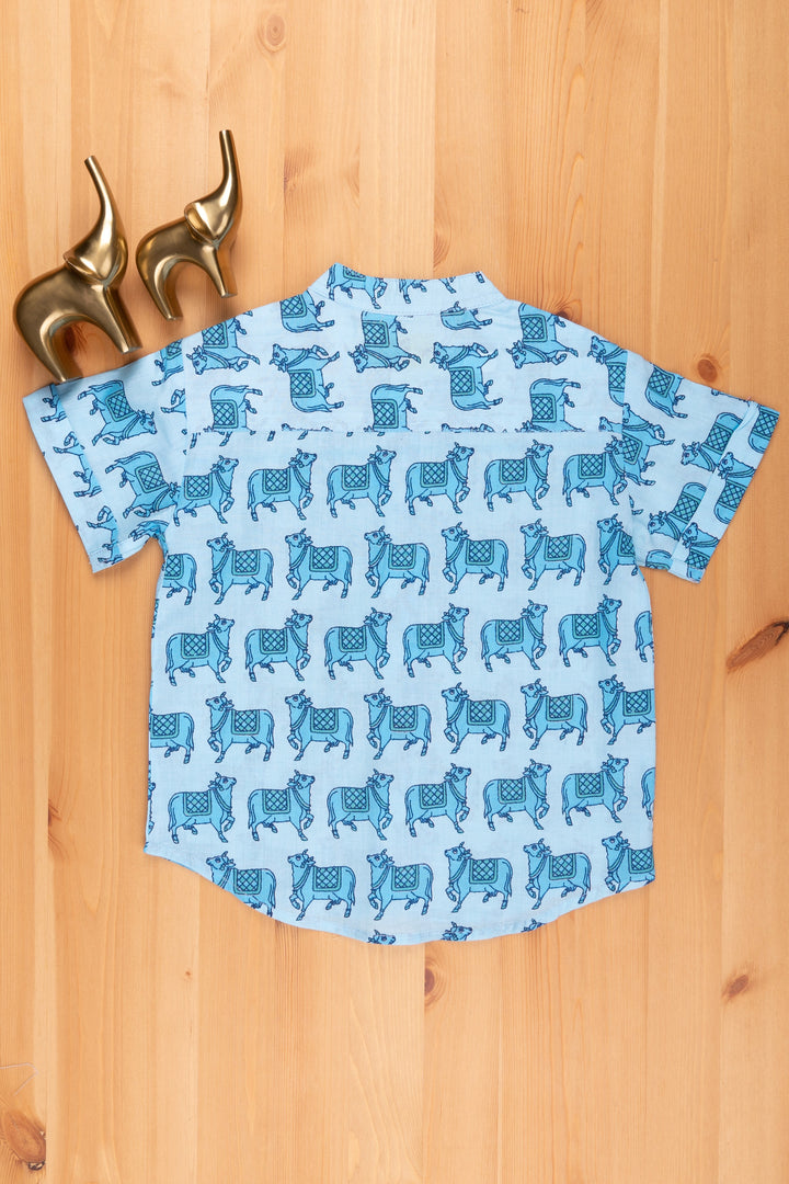 The Nesavu Boys Cotton Shirt Celebrate Cultural Heritage with Boys' Pichwai Cow Print Shirt | Cotton | Nesavu psr silks Nesavu