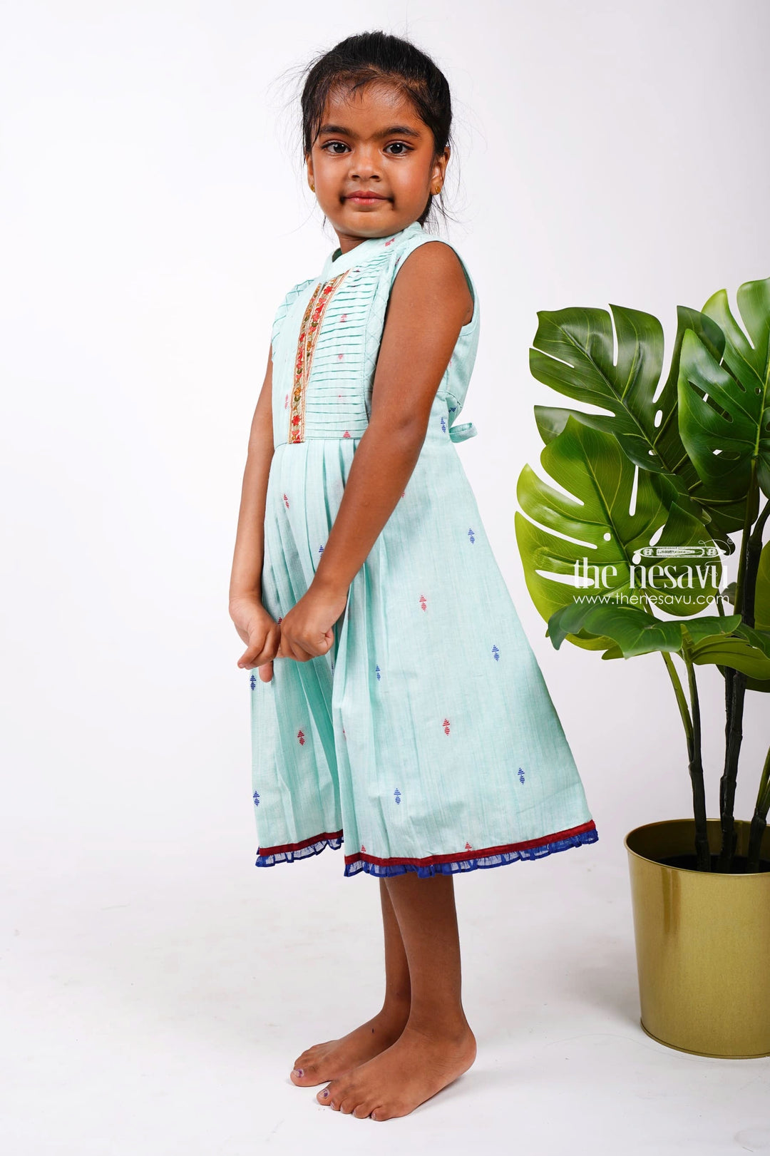 The Nesavu Girls Cotton Frock Chanderi Dobby Designed Frock For Kids Girls Nesavu