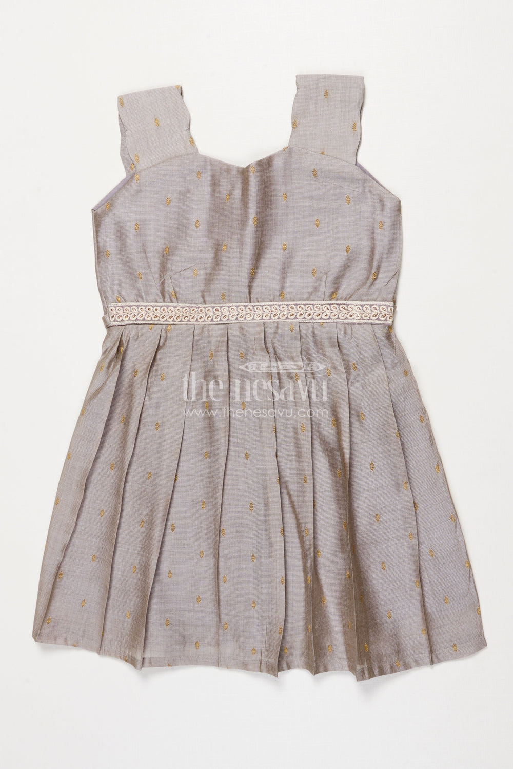 The Nesavu Girls Chanderi Frock Chanderi Frock for Toddler Girls for School Ethnic Day and Family Events Nesavu 18 (2Y) / Gray SF991AA-18 Nesavu chanderi frock for toddler girls perfect for school ethnic day and cultural events