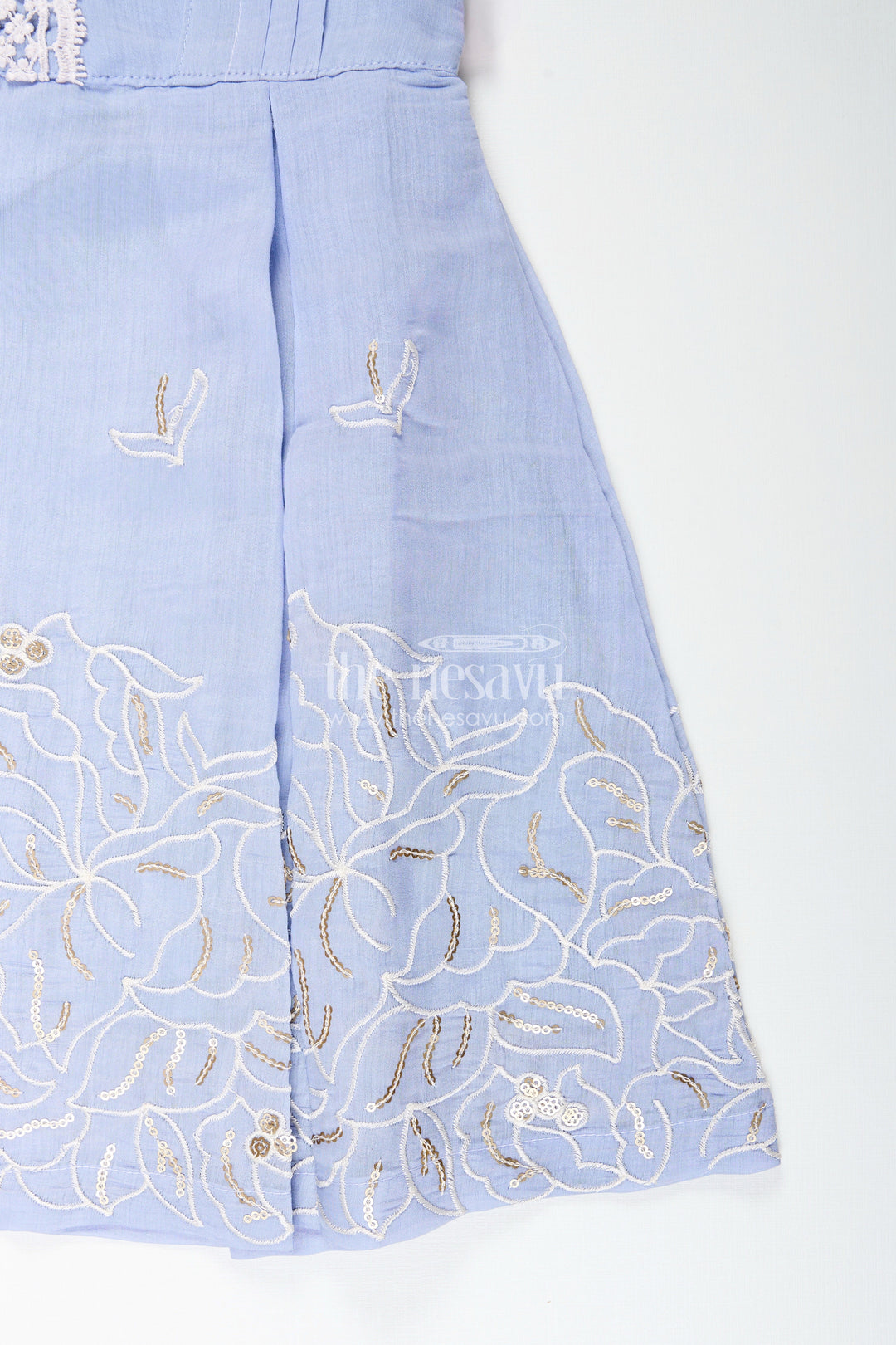 The Nesavu Girls Chanderi Frock Chanderi Frock for Toddler Girls for Weddings and Festive Events Nesavu Nesavu chanderi embroidered frock toddler girls weddings traditional functions