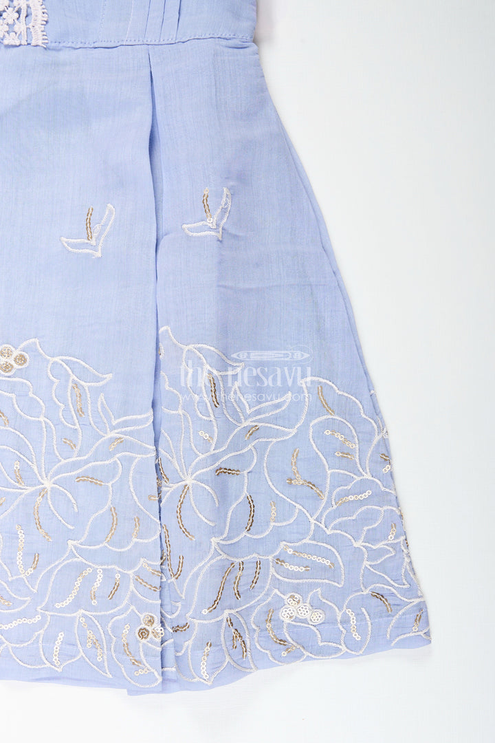 The Nesavu Girls Chanderi Frock Chanderi Frock for Toddler Girls for Weddings and Festive Events Nesavu Nesavu chanderi embroidered frock toddler girls weddings traditional functions