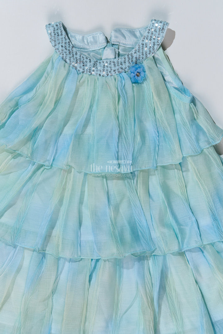 The Nesavu Girls Fancy Frock Charming Fashion Frock for Girls with Crush Chiffon Tie and Dye Print and Sequin Collar Nesavu Charming Fashion Frock Girls Crush Chiffon Tie Dye Print Sequin Collar | The Nesavu